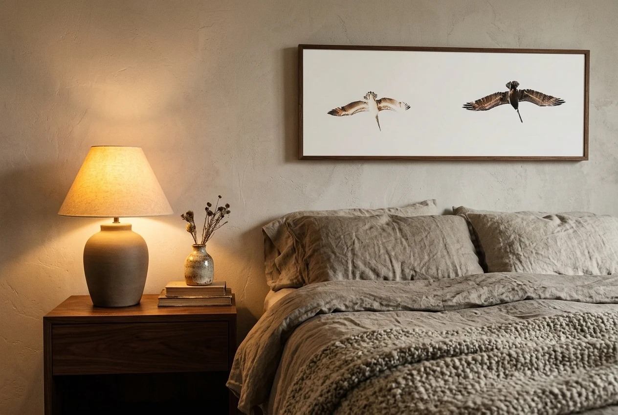 How to Style a Monochrome Bedroom So One Print Does the Talking